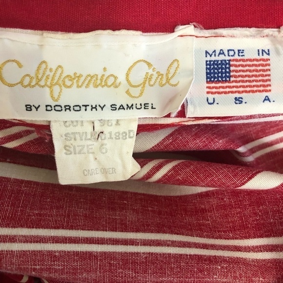 Vintage 80s Lucy Red and White Striped Cotton Nautical Midi Dress S - Picture 8 of 13